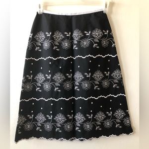 DONNA RICCO Womens Embroidered Lined A Line Skirt Size 4 Black & White NWOT